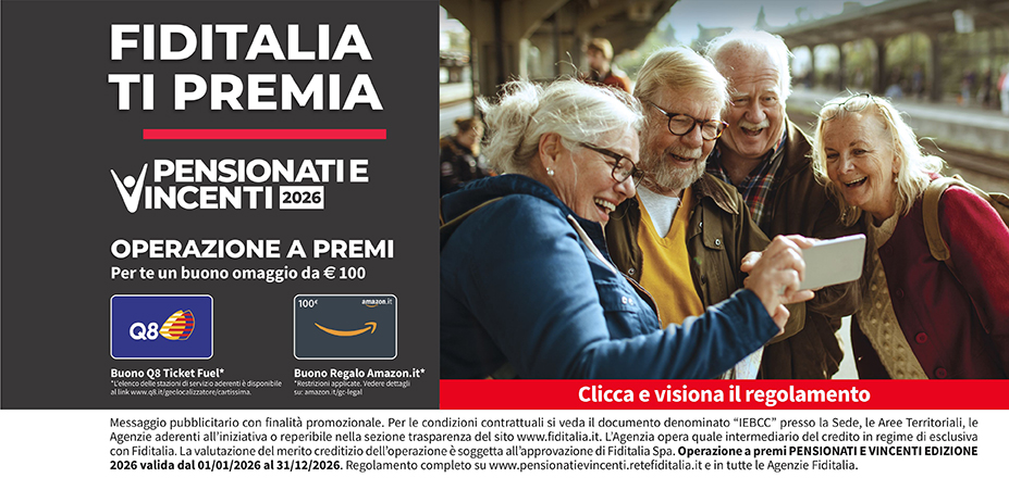 Agenzia CIKKUESSE di Bruscaglioni Francesca Fiditalia | Firenze | Fiditalia ti premia - Vicni un omaggio da €100. Operazione a premi. Clicca e visiona il regolamento. Operazione a premi PENSIONATI E VINCENTI 2025 valida dal 01/01/2025 al 31/12/2025. Regolamento completo www.pensionatievincenti.retefiditalia.it